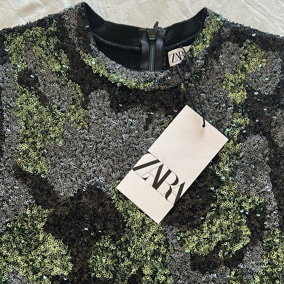 NWT ZARA Camo Sequin Dress - Picture 11 of 12